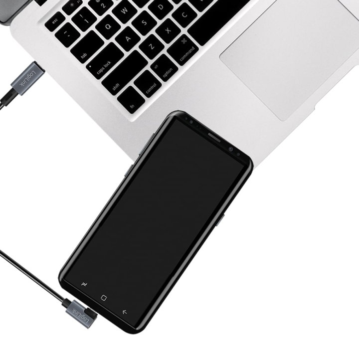 Cavo HighSpeed E-mark PD USB-C Maschio Angolato/USB-C Maschio Dritto 2m Nero - Logilink ICOC MU2AC9-100W2