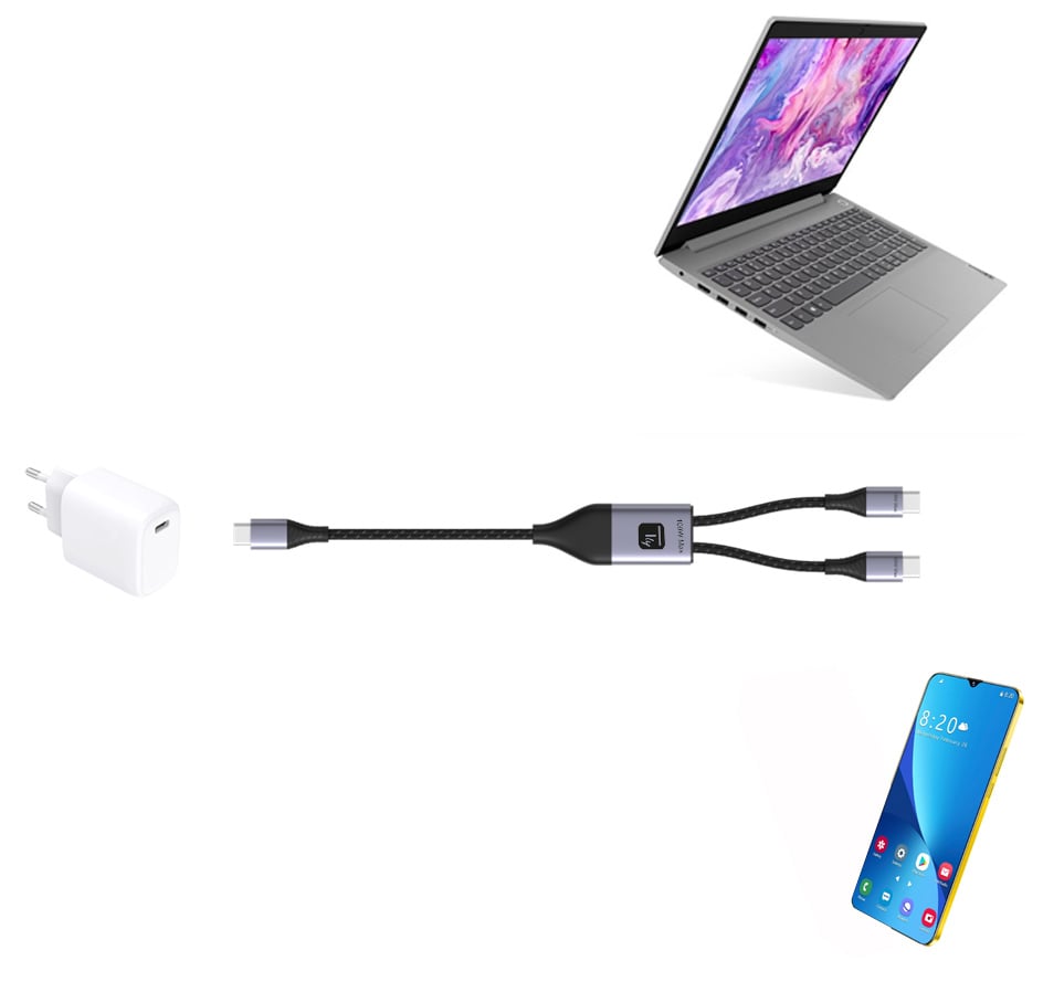 Cavo di Ricarica Sdoppiatore USB-C™ Maschio a Due USB-C™ Maschio 100W 1,5m - Techly ICOC MU2C-2C100W