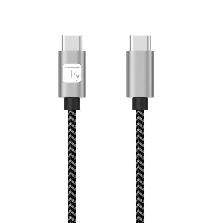 USB-C Male 2.0 USB-C Male 3 A 0,5 m Aluminium - Techly IOC MU 2 CC- 005 -AL