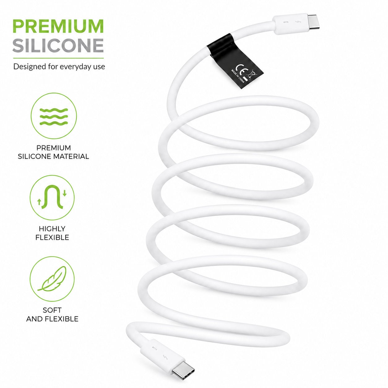 Cavo USB-C Maschio / USB-C Maschio 2.0 PD 60W 1,5m Silicone con LED Bianco - Techly ICOC MU2CC-015-LIGH