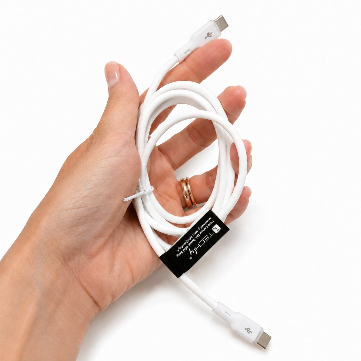 Cavo USB-C Maschio / USB-C Maschio 2.0 PD 60W 1,5m Silicone con LED Bianco - Techly ICOC MU2CC-015-LIGH