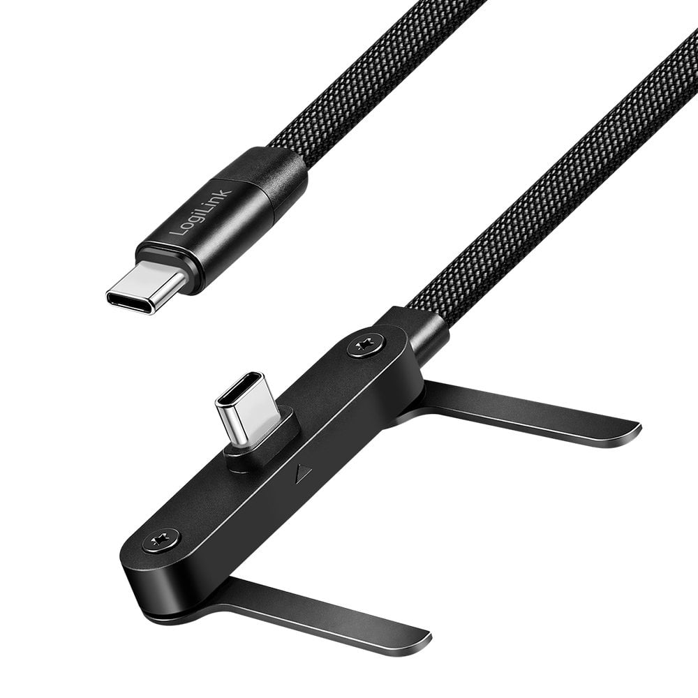 Cavo USB-C M/M 1,5m 480Mbps 240W con Supporto Nero - Logilink ICOC MU2CC-240W-ST