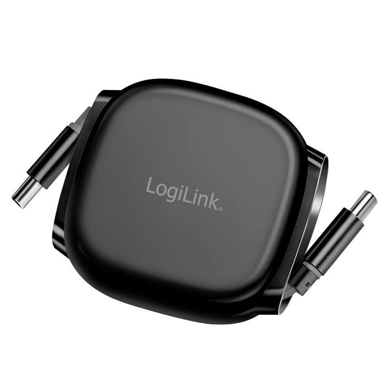 Cable USB-C Retractable PD 60 W 3 A Compatible Thunderbolt 3 / 4 1 meter Black - Logilink ICC MU 2 CC-RETR 601 BK