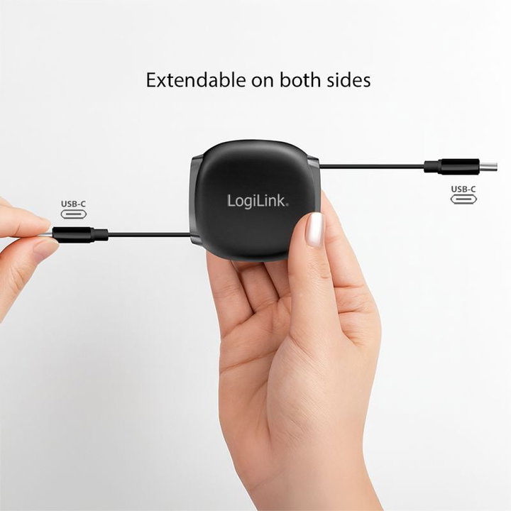 Cavo USB-C Retrattile PD 60W 3A Compatibile Thunderbolt 3/4 1 metro Nero - Logilink ICOC MU2CC-RETR601BK