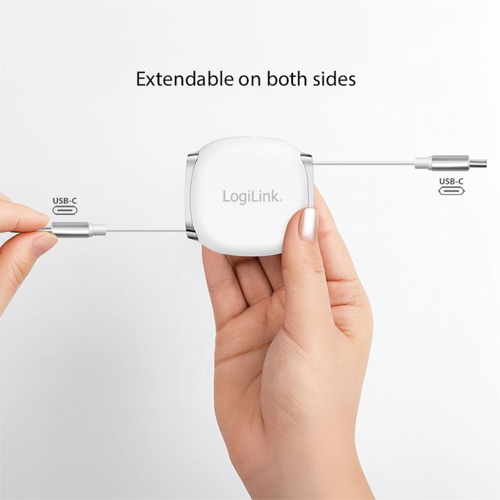 Cavo USB-C Retrattile PD 60W 3A Compatibile Thunderbolt 3/4 1 metro Bianco - Logilink ICOC MU2CC-RETR601WH