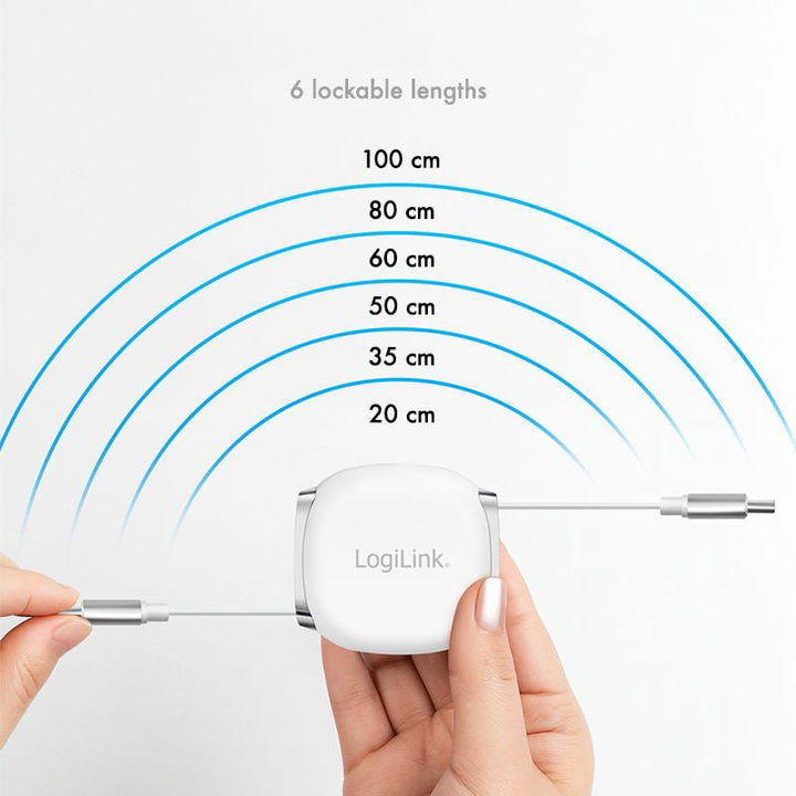 Cavo USB-C Retrattile PD 60W 3A Compatibile Thunderbolt 3/4 1 metro Bianco - Logilink ICOC MU2CC-RETR601WH
