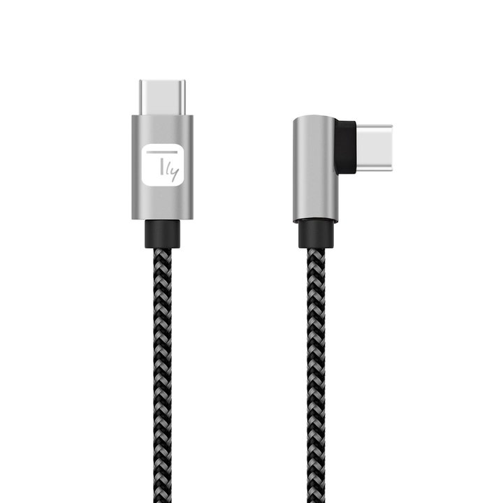 Cable USB-C Male 2.0 / USB-C Male Angle 3 A 2 m Aluminium - Techly IOC MU 2 CC 9 - 020 -AL