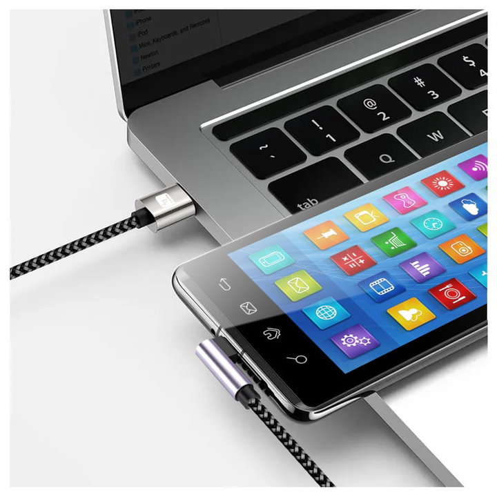 Cable USB-C Male 2.0 / USB-C Male Angle 3 A 2 m Aluminium - Techly IOC MU 2 CC 9 - 020 -AL