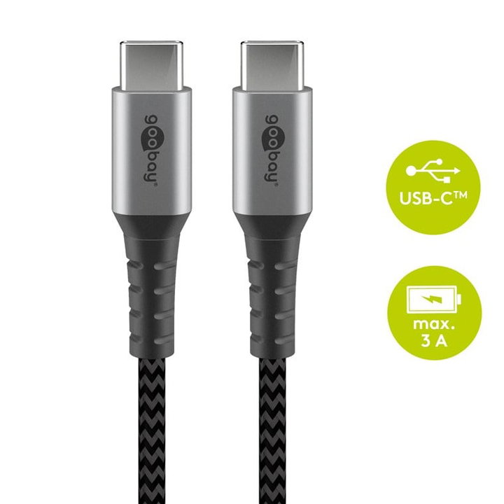 Cavo Tessile USB-C Maschio/USB-C Maschio 0,5m Grigio - Goobay ICOC MU3C-005-TS