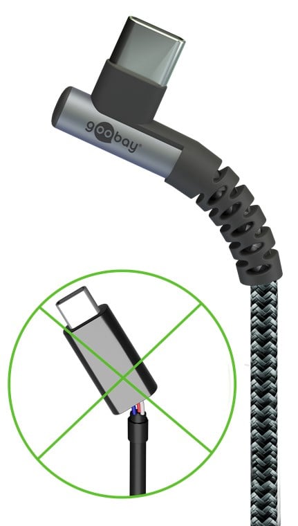 USB-C Male Angular cable to USB-C Straight 2 m - Goobay IOC MU 3 C- 920 -TS