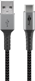 Cavo USB-C a USB A Connettori in Metallo e Rivestimento Tessuto 0,5m - Goobay ICOC MU3CA-005-TS