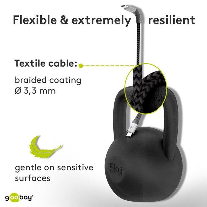 Cavo USB-C a USB A Connettori in Metallo e Rivestimento Tessuto 1,0m - Goobay ICOC MU3CA-010-TS