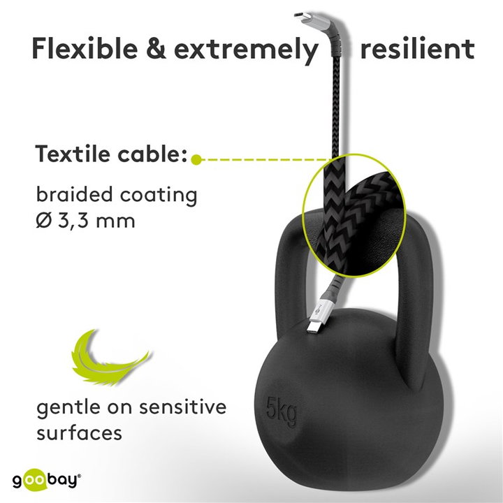 Cavo USB-C a USB A Connettori in Metallo e Rivestimento Tessuto 2,0m - Goobay ICOC MU3CA-020-TS