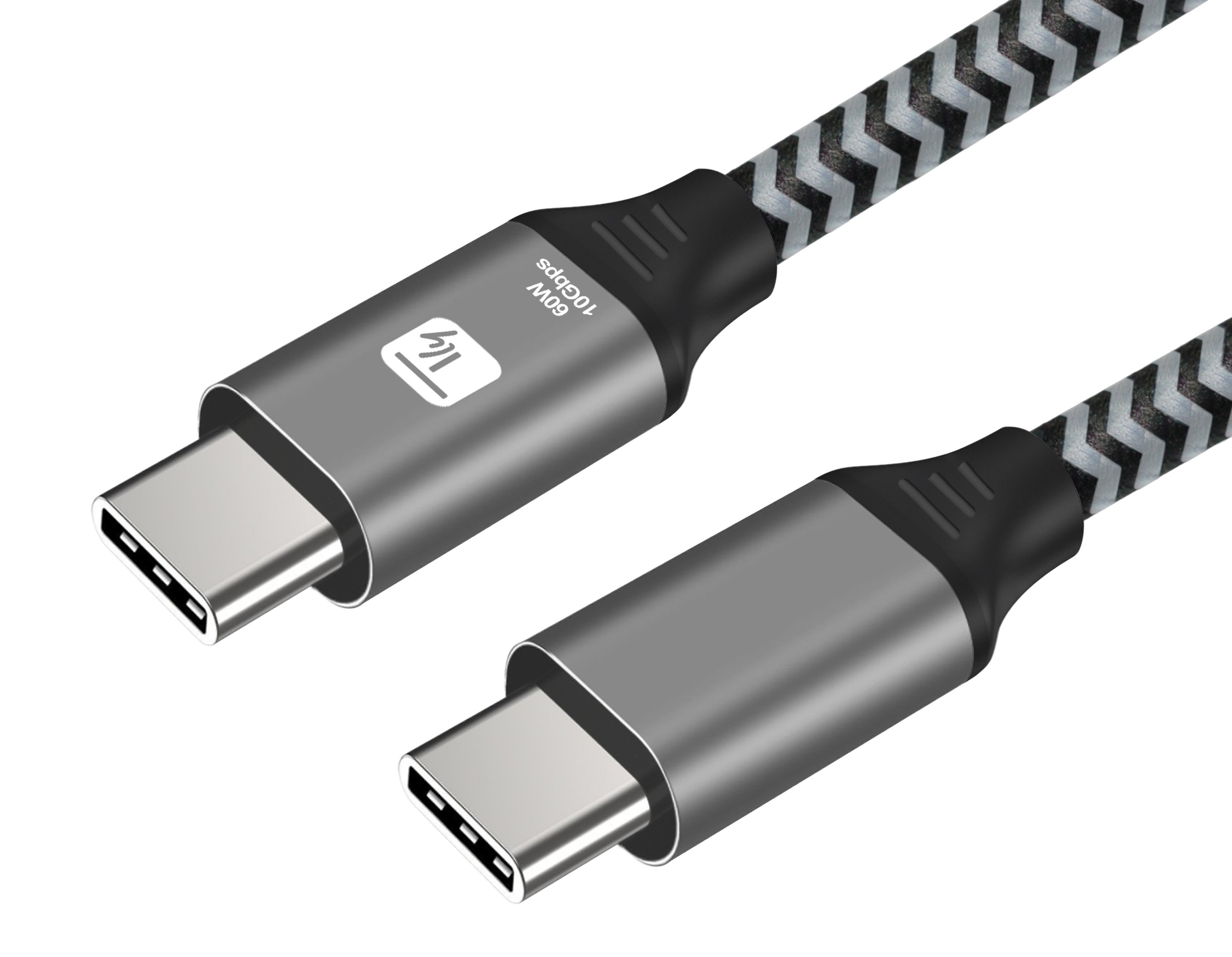 Cavo USB-C™ Maschio 3.2 / USB-C™ Maschio 3A 60W 1m Alluminio - Techly ICOC MU3CC-60W10B