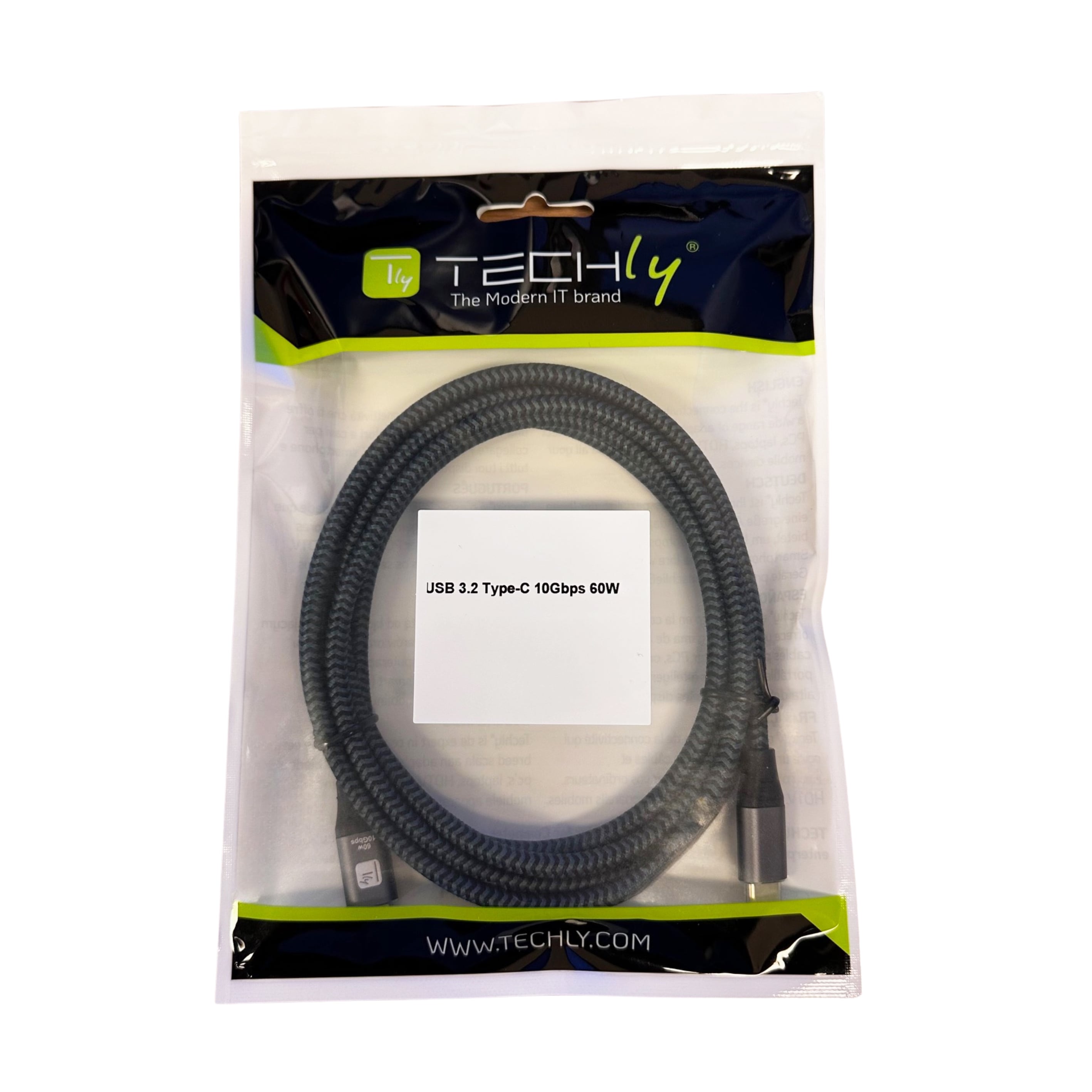 USB-C Cable Male 3.2 / USB-C Male 3 A 60 W 2 m Aluminium - Techly ICC MU 3 CC- 60 W 20 B
