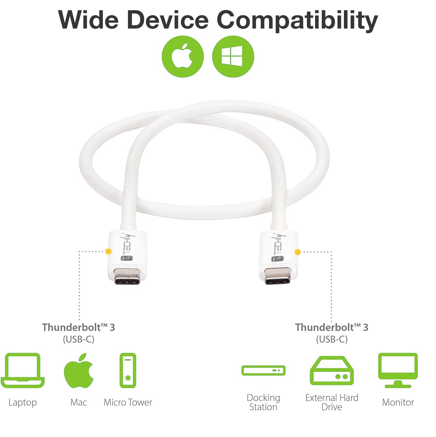 Cavo USB4 Gen3 EPR USB-C™ M/M 40G 240W PD3.1 8K E-Mark Certificato 1m - Techly ICOC MU4-40G240W1