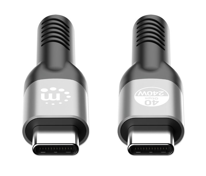 Cavo USB4 EPR USB-C M/M 40G 240W PD 3.1 8K E-Mark 2m - Manhattan ICOC MU4-40G240W2M