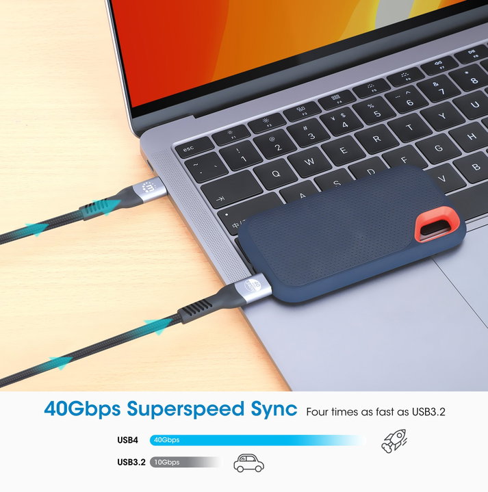 Cavo USB4 EPR USB-C M/M 40G 240W PD 3.1 8K E-Mark 2m - Manhattan ICOC MU4-40G240W2M