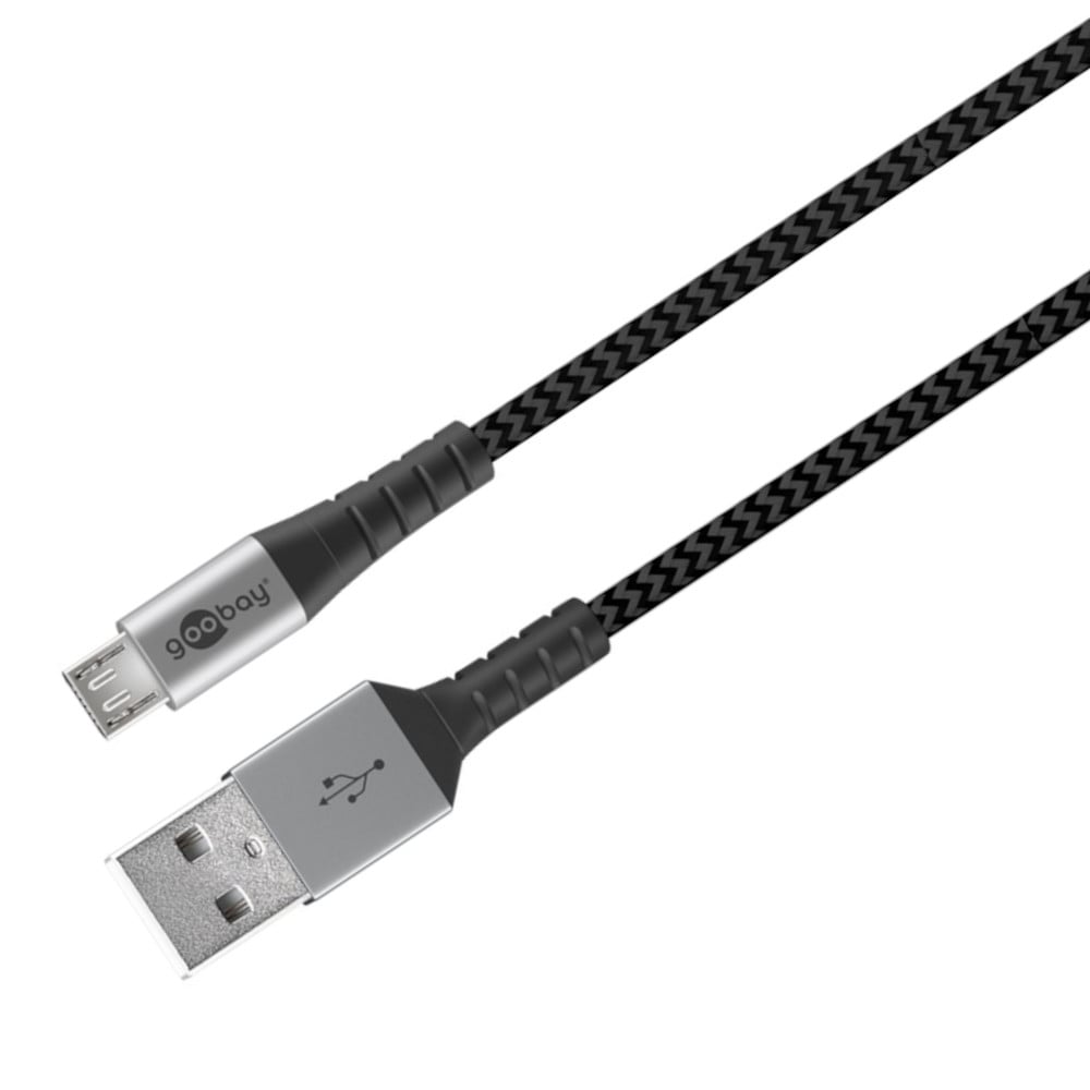Micro USB cable USB braided sheath 2.0 A M/MicroB M 0,5 m - Goobay ICOC MUSB- 005 -TS