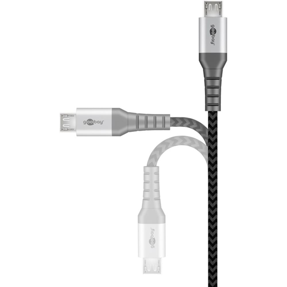 Micro USB cable USB braided sheath 2.0 A M/MicroB M 0,5 m - Goobay ICOC MUSB- 005 -TS