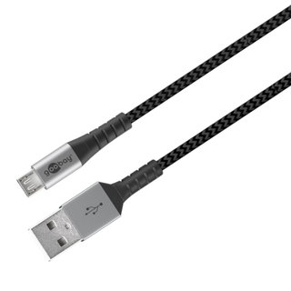 Micro USB cable USB braided sheath 2.0 A M/MicroB M 2 m - Goobay ICOC MUSB- 020 -TS