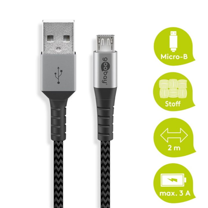 Cavo Micro USB Guaina Intrecciata USB 2.0 A M/MicroB M 2m - Goobay ICOC MUSB-020-TS