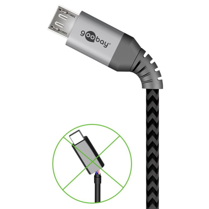 Cavo Micro USB Guaina Intrecciata USB 2.0 A M/MicroB M 2m - Goobay ICOC MUSB-020-TS