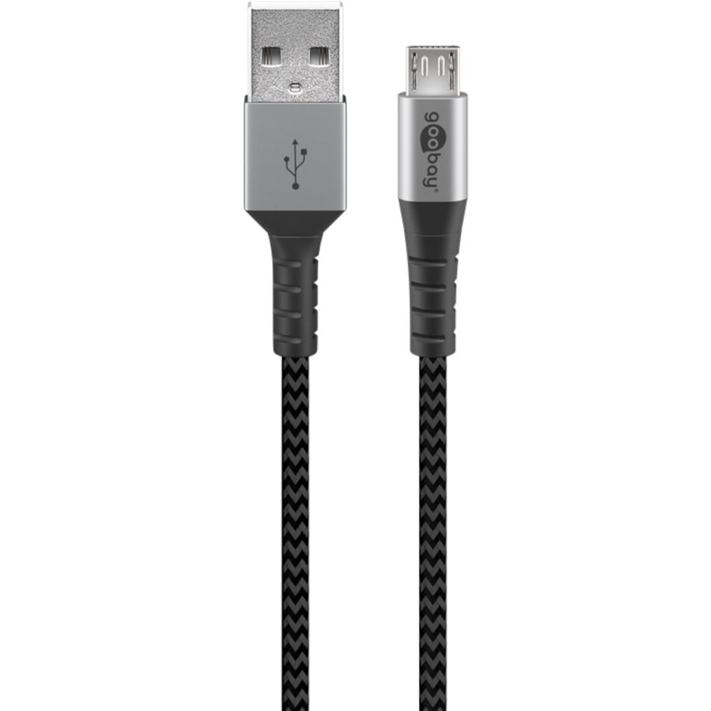 Micro USB cable USB braided sheath 2.0 A M/MicroB M 2 m - Goobay ICOC MUSB- 020 -TS
