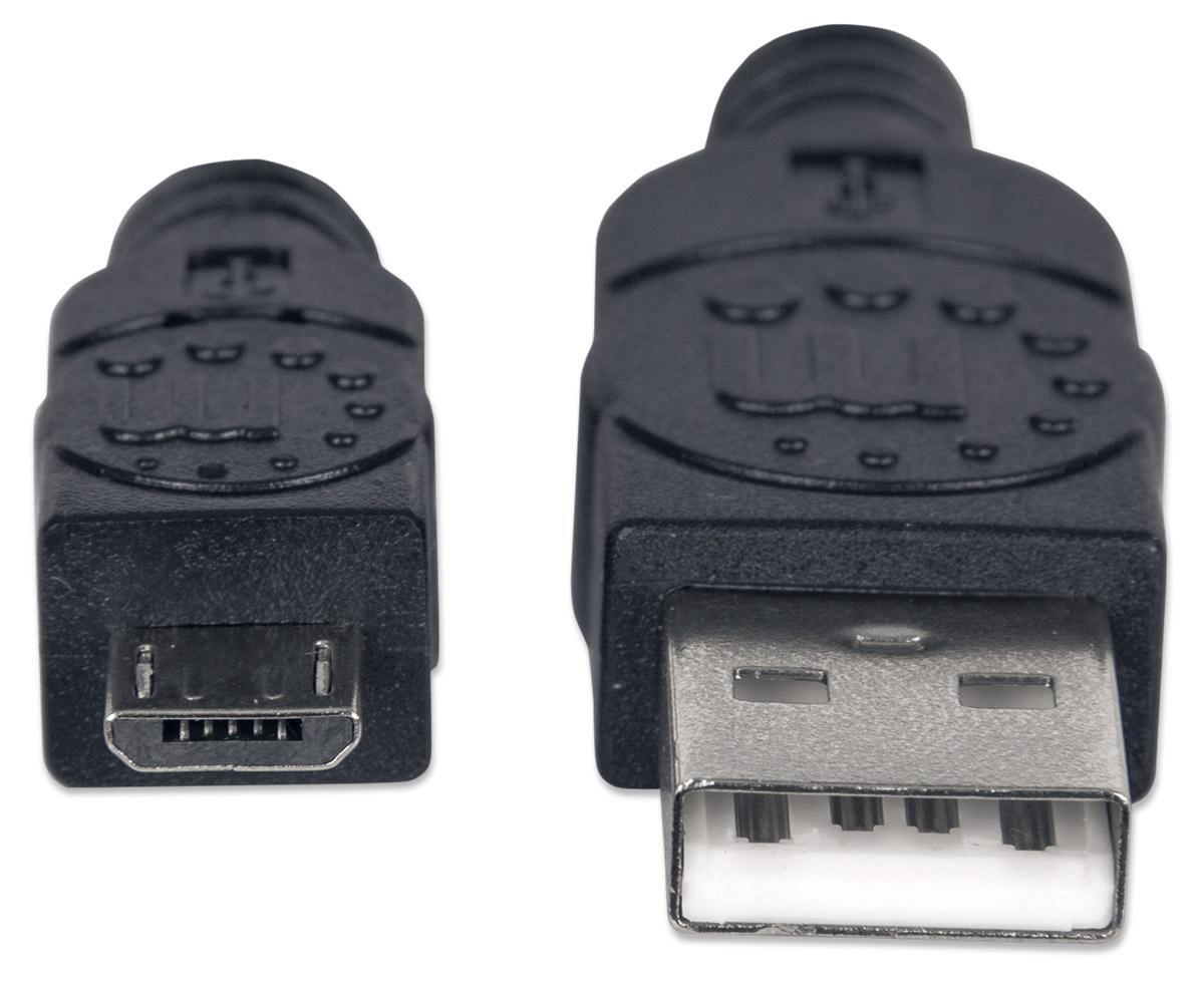 Cavo USB 2.0 A maschio/Micro B maschio 0,3m Nero - Manhattan ICOC MUSB-A-003