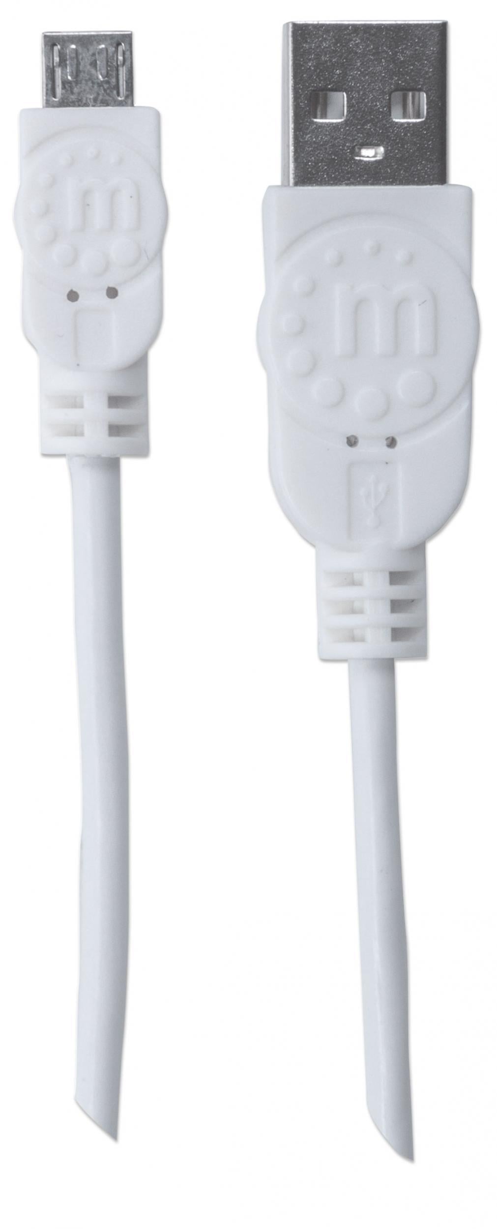 Cavo USB 2.0 A maschio/Micro B maschio 0,6m Bianco - Manhattan ICOC MUSB-A-006W