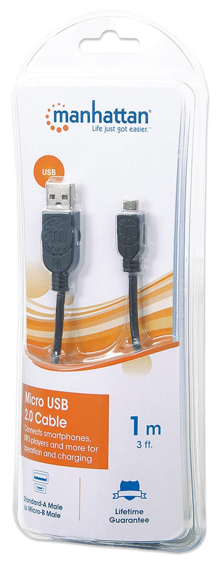Cavo USB 2.0 Hi-Speed A maschio/Micro B maschio 1m in Blister - Manhattan ICOC MUSB-A-010RB