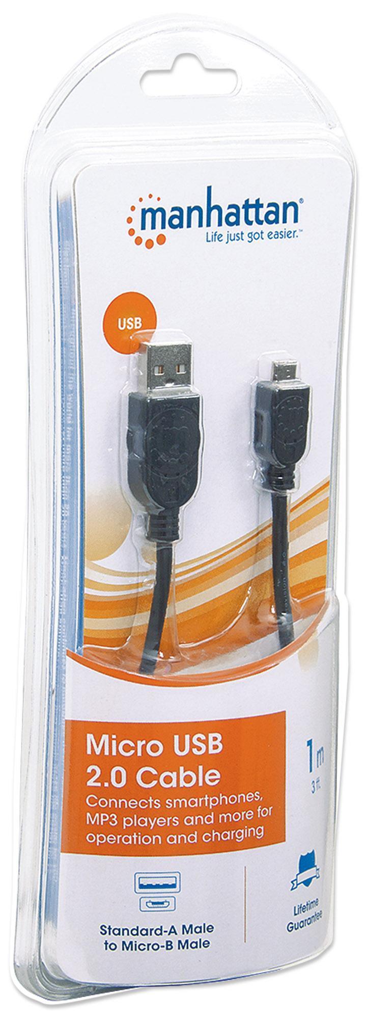 Cavo USB 2.0 Hi-Speed A maschio/Micro B maschio 1m in Blister - Manhattan ICOC MUSB-A-010RB