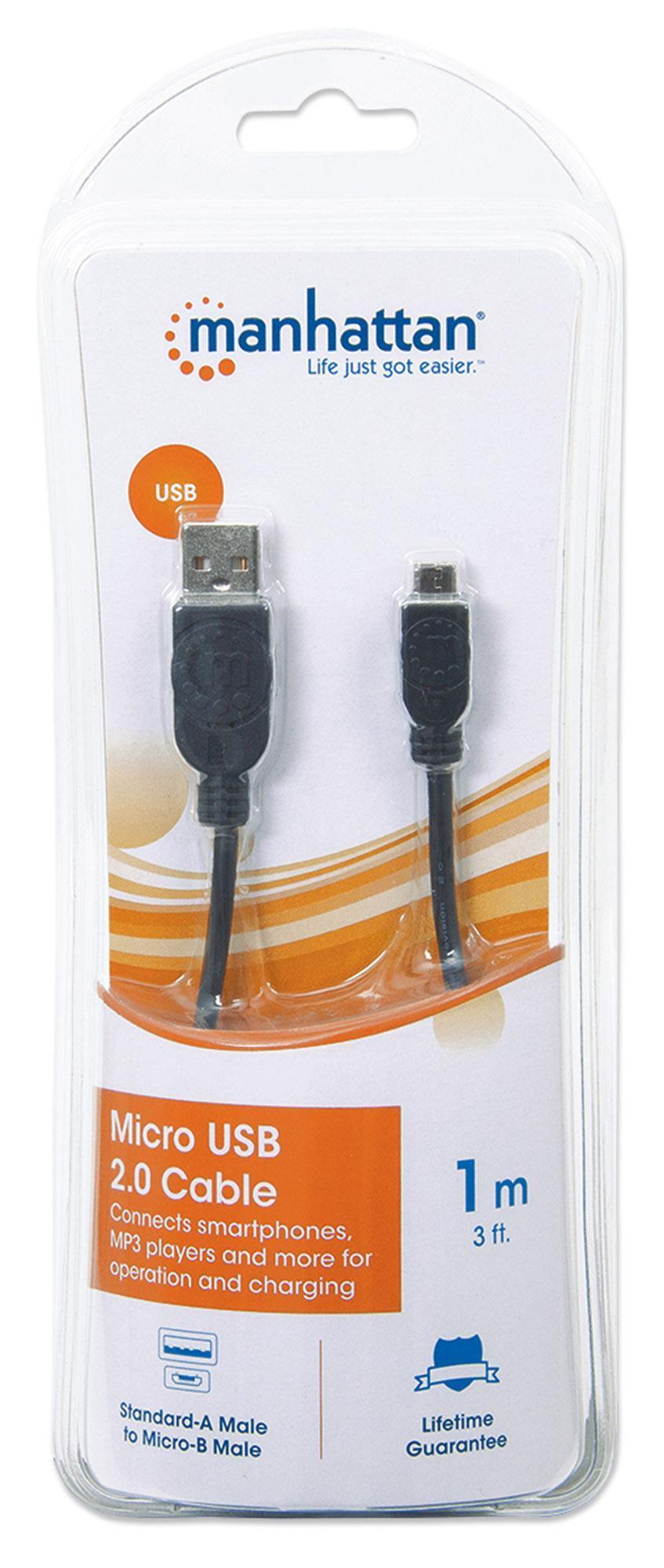 Cavo USB 2.0 Hi-Speed A maschio/Micro B maschio 1m in Blister - Manhattan ICOC MUSB-A-010RB