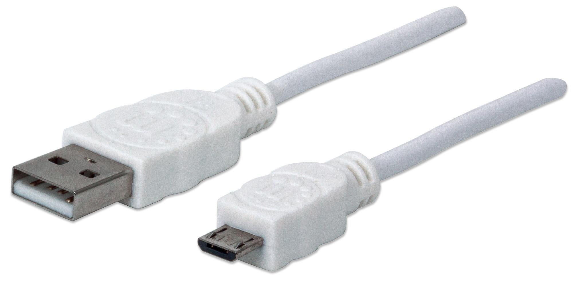 Cavo USB 2.0 A maschio/Micro B maschio 1m Bianco - Manhattan ICOC MUSB-A-010W