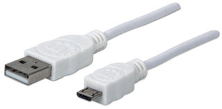 USB cable 2.0 A/Micro B 1 m White - Manhattan ICOC MUSB-A- 010 W