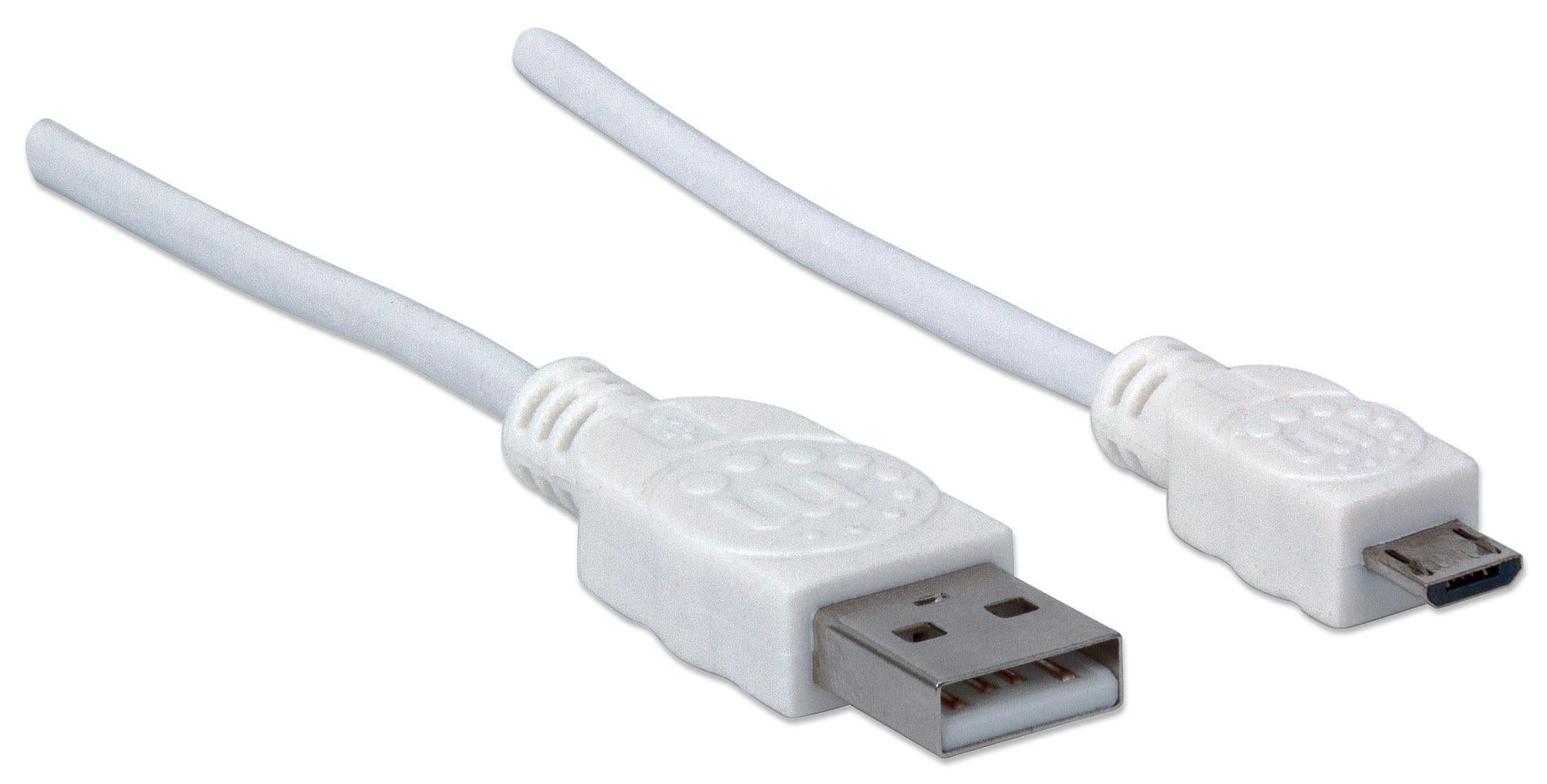 Cavo USB 2.0 A maschio/Micro B maschio 1m Bianco - Manhattan ICOC MUSB-A-010W