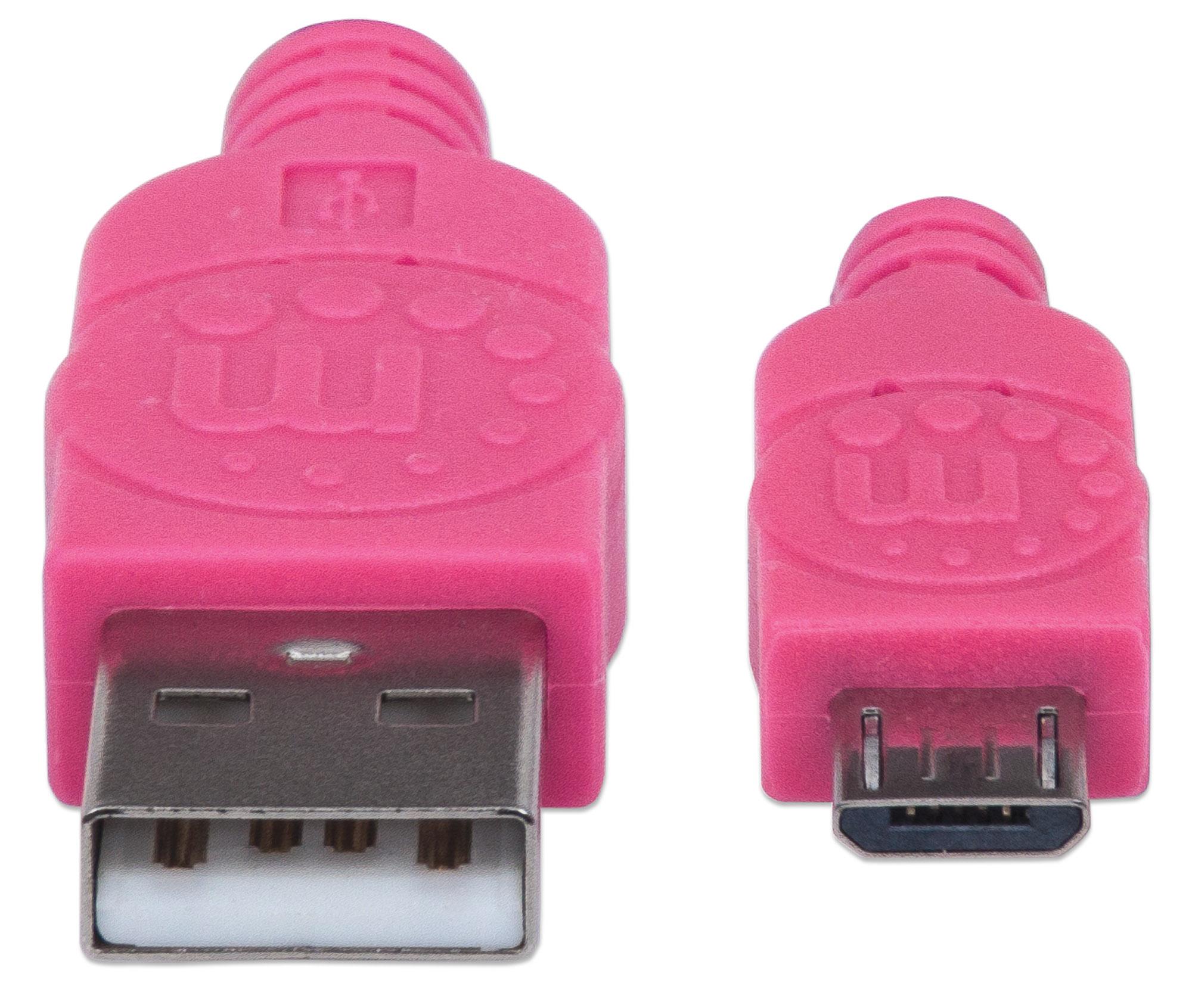 Cavo Micro USB Guaina Intrecciata USB/MicroUsb 1.8m Viola/Fucsia - Manhattan ICOC MUSB-A-018BPP