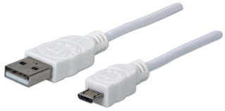 Cavo USB 2.0 A Maschio a Micro B Maschio 1,8m Bianco - Manhattan ICOC MUSB-A-018W
