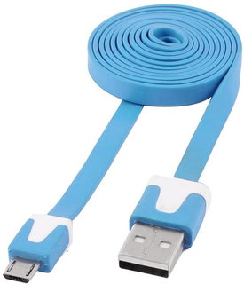 Cavo Flat USB AM a Micro USB M Azzurro 1m - Techly ICOC MUSB-A-FLBL