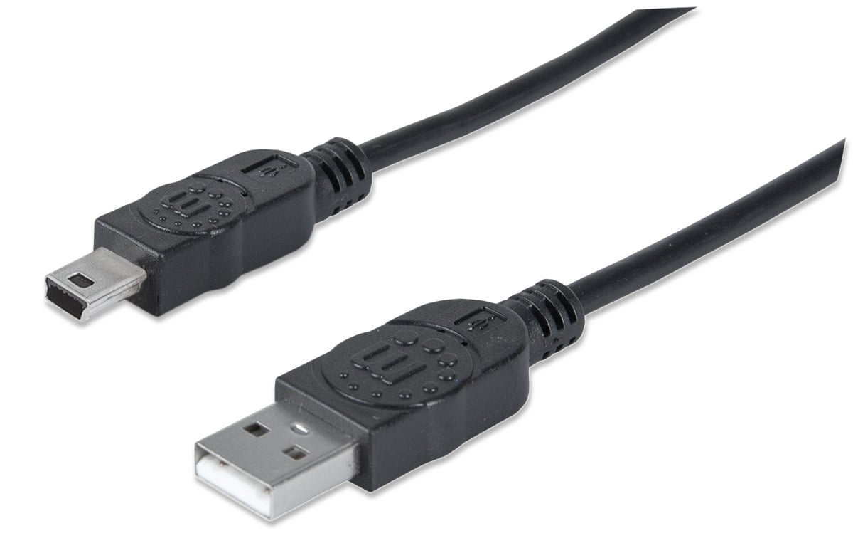 Cavo USB 2.0 A maschio/mini B 5 pin maschio 1,8m Nero - Manhattan ICOC MUSB-AA-020