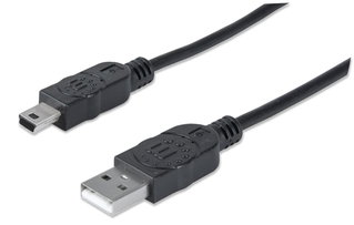 2.0 USB Cable A male/mini B 5 pin male 1,8 m Black - Manhattan ICOC MUSB-AA- 020