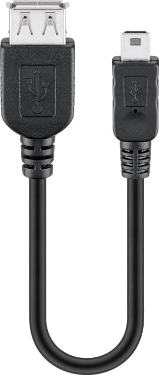 Cavo USB 2.0 A femmina/mini B 5 pin maschio 0,2m Nero - Goobay ICOC MUSB-AF-002