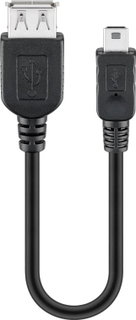 Cavo adattatore USB 2.0 A femmina/mini B maschio 0,2m nero - Goobay ICOC MUSB-AF-002