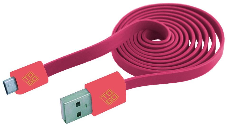 Cavo Flat USB AM a Micro USB M 1m A Rosa / Corallo - Bluediamond TO GO ICOC MUSB-FLP