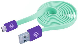 Cavo Flat USB AM a Micro USB M 1m Verde Acqua/Viola - Bluediamond TO GO ICOC MUSB-FLVA