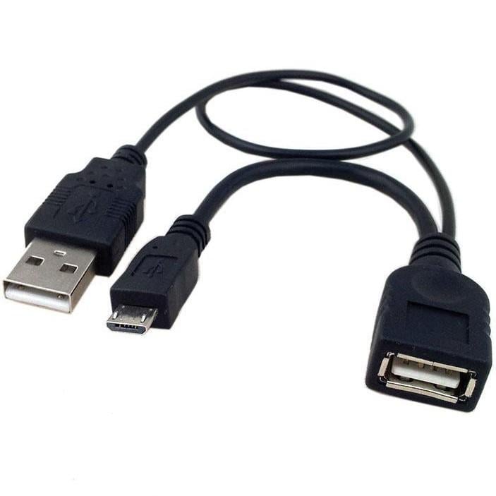 Cavo USB A F 2.0 OTG Micro USB M con Alimentazione USB, 30cm Nero - Techly ICOC MUSB-MC2