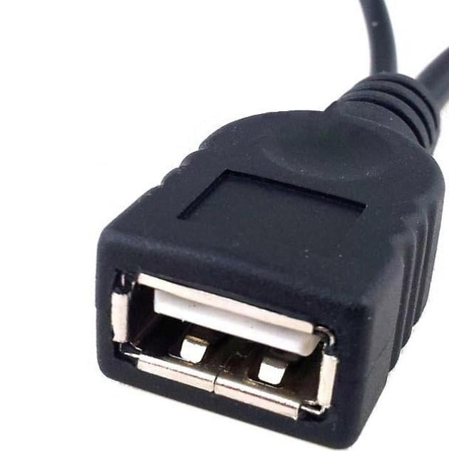 Cavo USB A F 2.0 OTG Micro USB M con Alimentazione USB, 30cm Nero - Techly ICOC MUSB-MC2