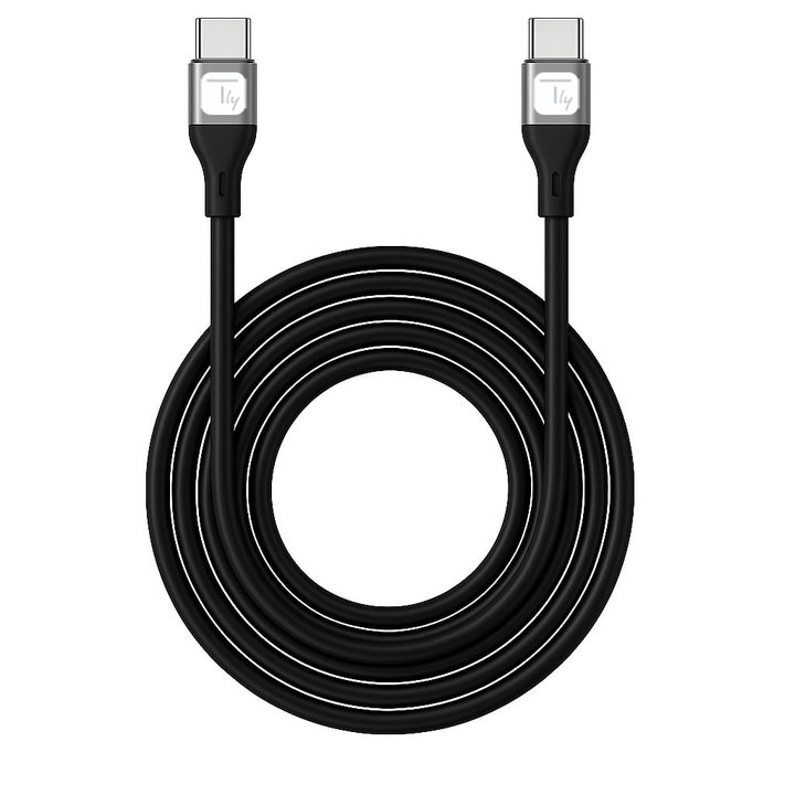 USB-C Cable Male/Male USB 2.0 Silicone 1 m Black - Techly ICOC MUSB 20 -C 60 B 1 S