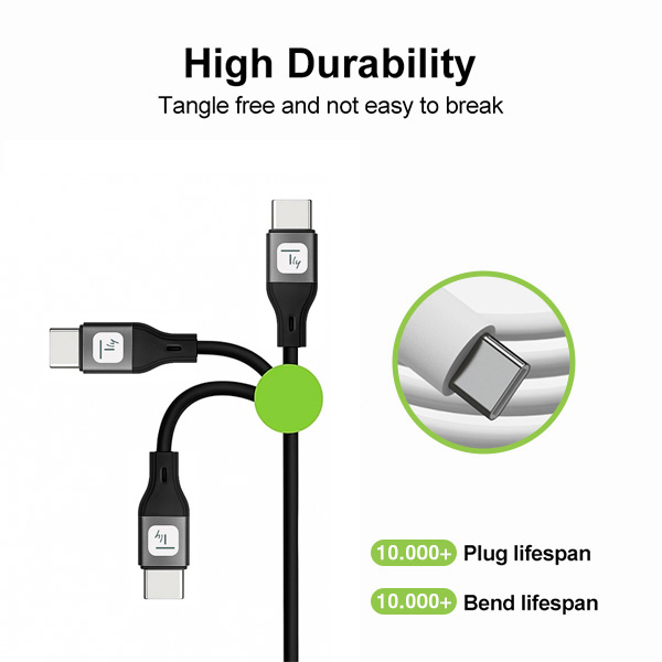 USB-C Cable Male/Male USB 2.0 Silicone 1 m Black - Techly ICOC MUSB 20 -C 60 B 1 S