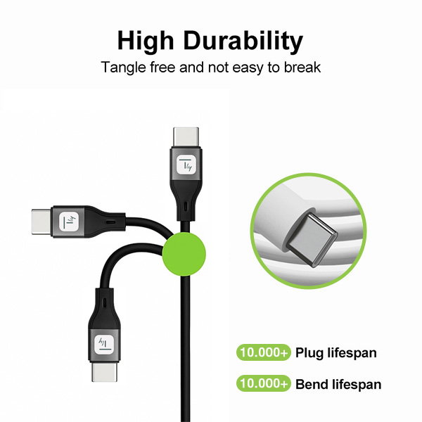 USB-C Cable Male/Male USB 2.0 Silicone 1 m Black - Techly ICOC MUSB 20 -C 60 B 1 S